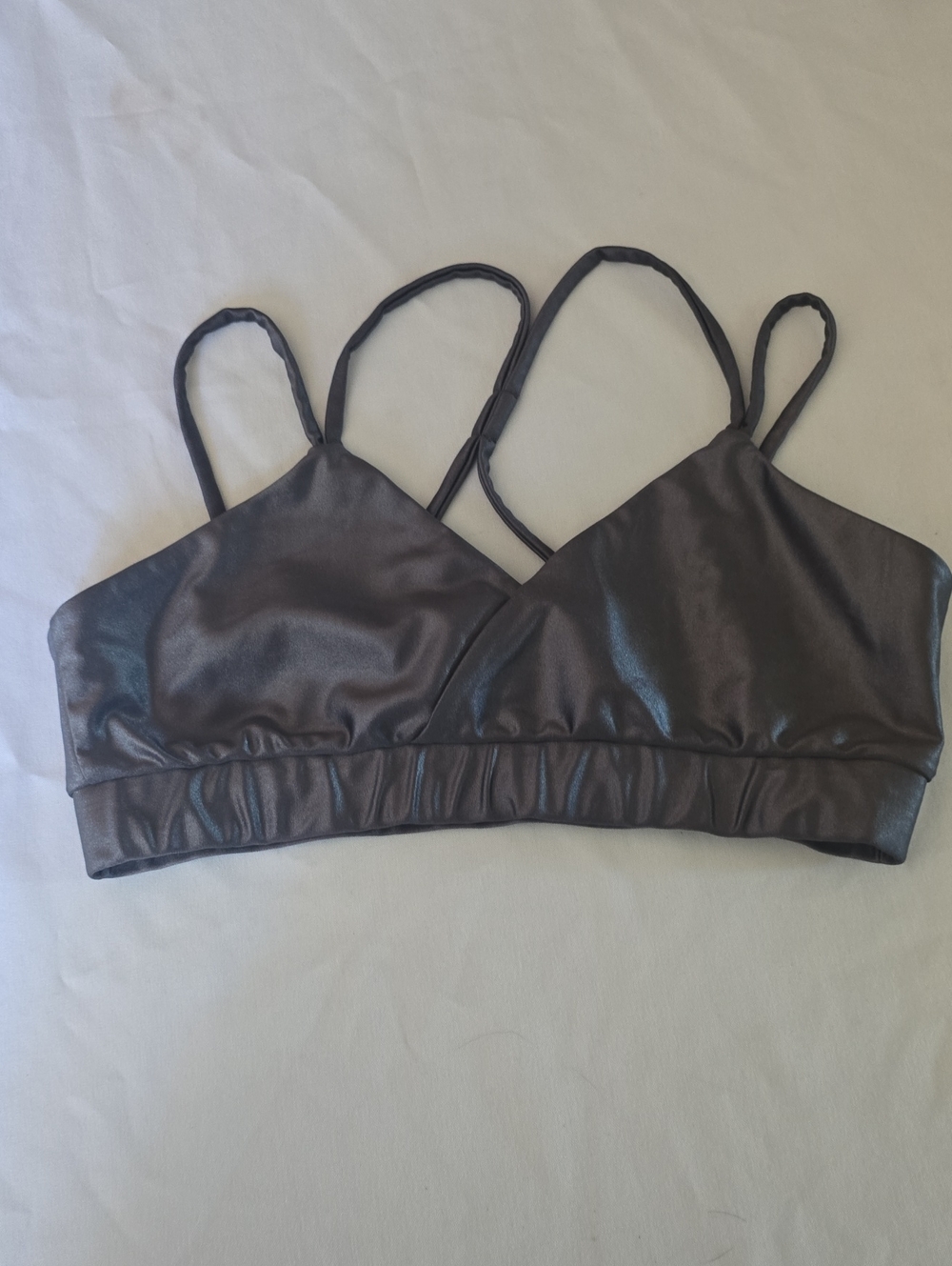 FP Movement by Free People Silver Metallic Strappy Sports Bra